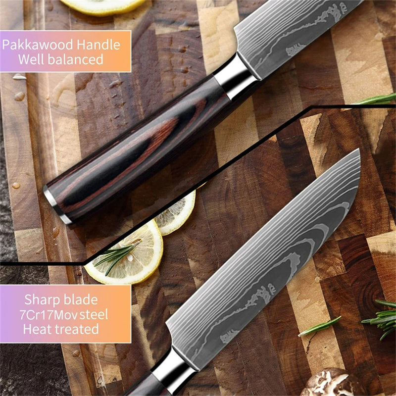 Faca de Chef Japonesa Santoku de Aço Carbono Alto