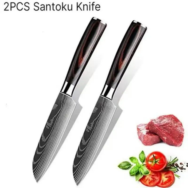 Faca de Chef Japonesa Santoku de Aço Carbono Alto