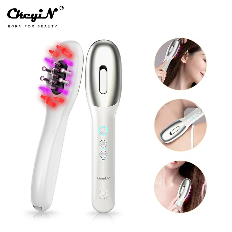 Electric Hair Massage Brush with LED Therapy and EMS Technology