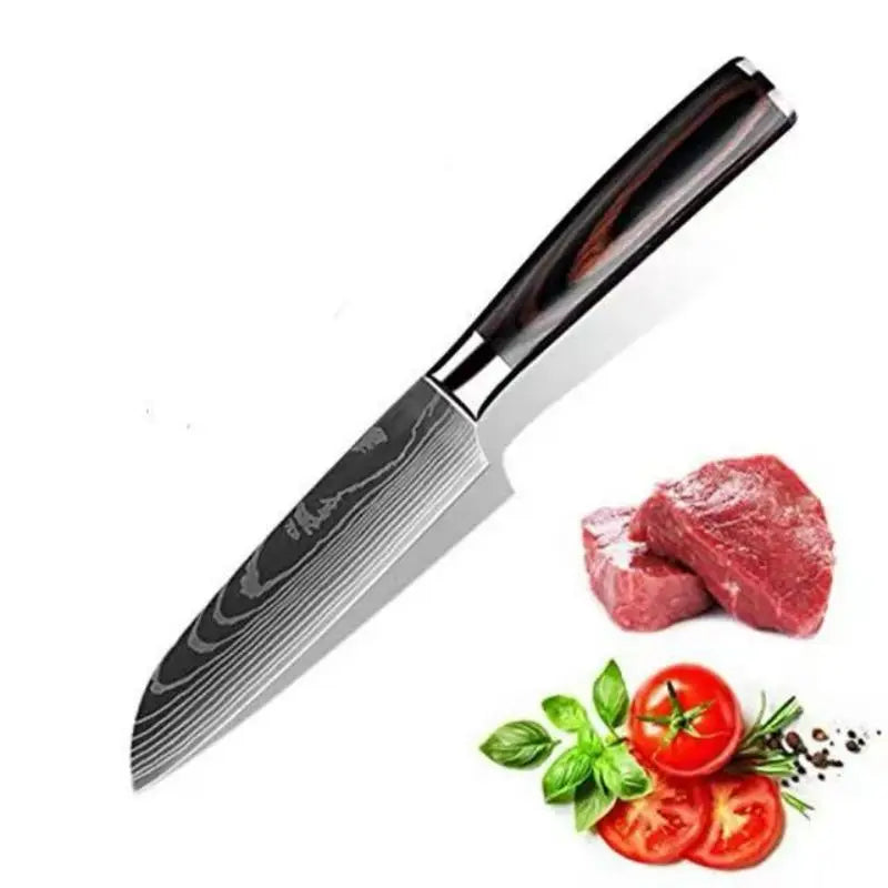 Faca de Chef Japonesa Santoku de Aço Carbono Alto