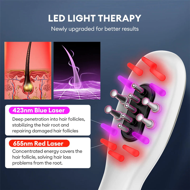 Electric Hair Massage Brush with LED Therapy and EMS Technology