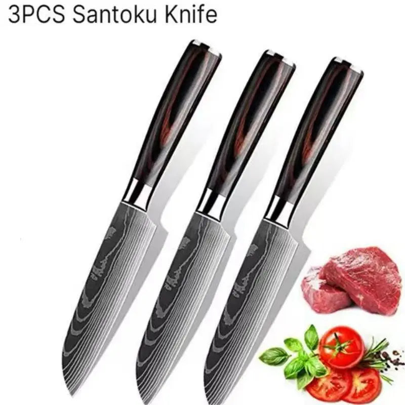 Faca de Chef Japonesa Santoku de Aço Carbono Alto