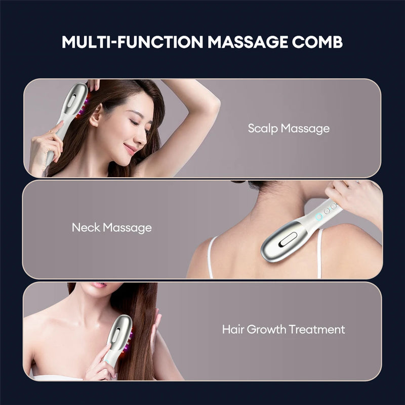 Electric Hair Massage Brush with LED Therapy and EMS Technology